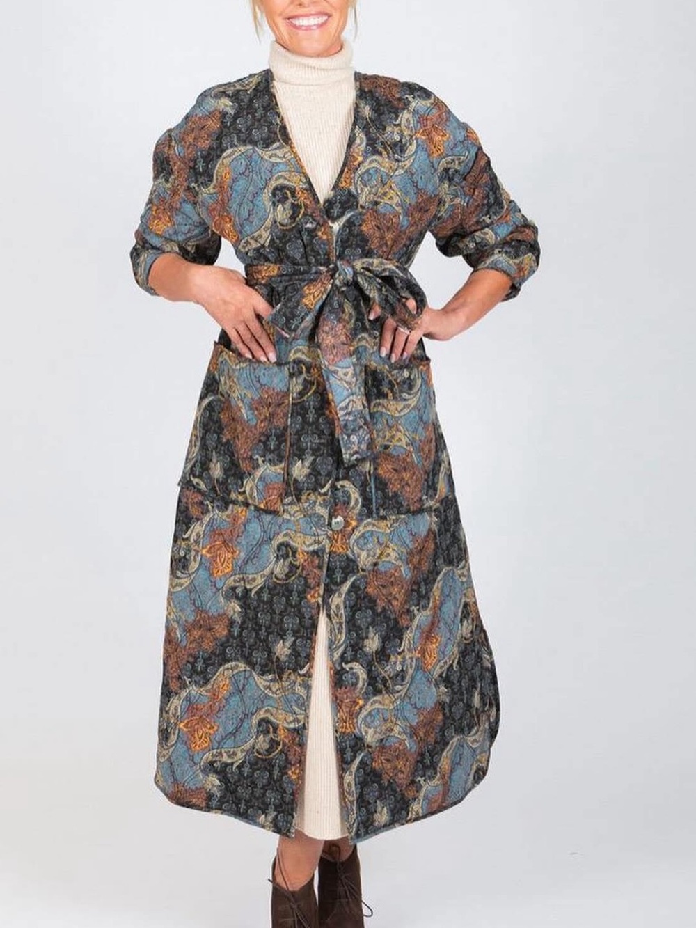 Ulla Johnson Multicolor Paisley Quilted Trench Coat